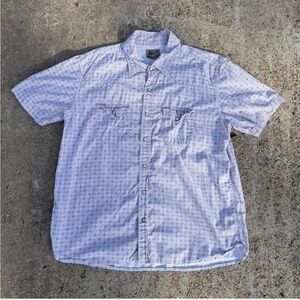 Fossil Men's White and Red Patterned Short Sleeve Shirt